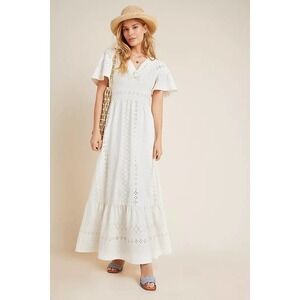 Anthropologie White Eyelet Maxi Dress